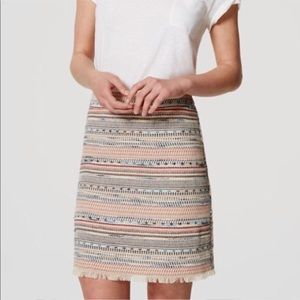 Loft tweed skirt with fringe on bottom